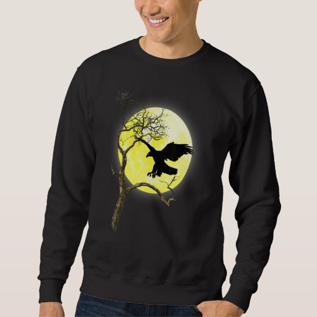 Bald Eagle Full Moon Light Nature Bird Watching Sweatshirt (Front)