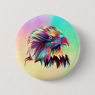 Bald Eagle Geometric Prismatic Design-80590 6 Cm Round Badge