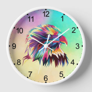 Bald Eagle Geometric Prismatic Design-80590 Clock