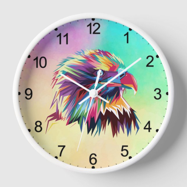 Bald Eagle Geometric Prismatic Design-80590 Clock (Front)