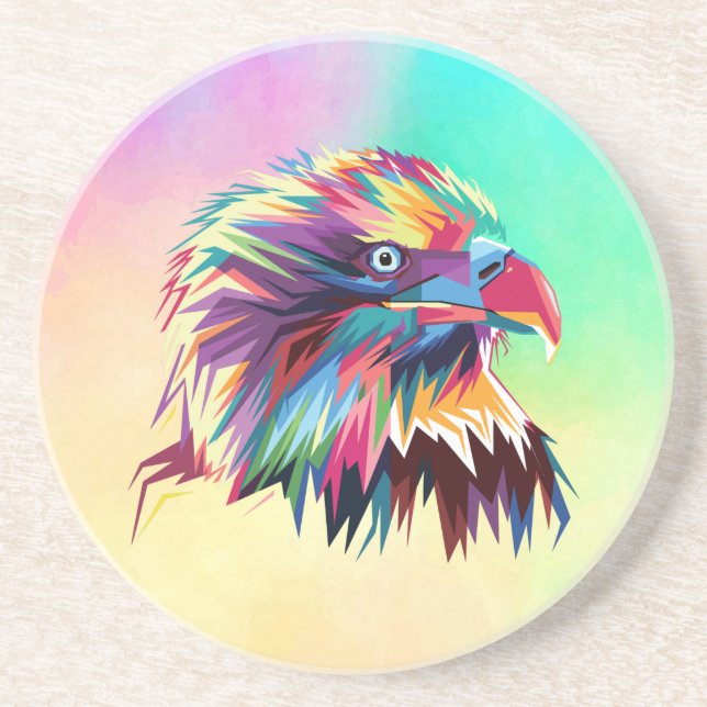 Bald Eagle Geometric Prismatic Design-80590 Coaster (Front)