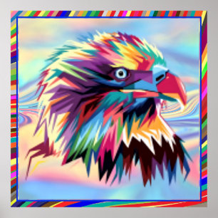 Bald Eagle Geometric Prismatic Design-80590 Poster