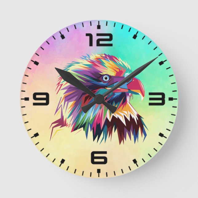 Bald Eagle Geometric Prismatic Design-80590 Round Clock (Front)