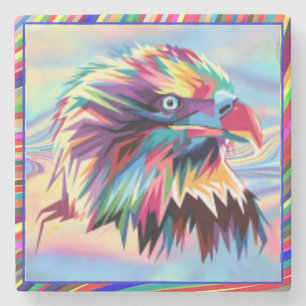 Bald Eagle Geometric Prismatic Design-80590 Stone Coaster