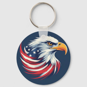 Bald Eagle Gift for Him – USA Patriotic Artwork Key Ring