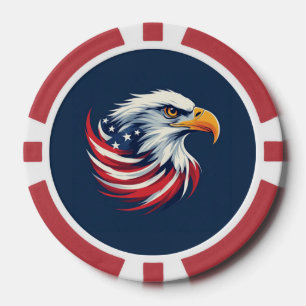 Bald Eagle Gift for Him – USA Patriotic Artwork Poker Chips