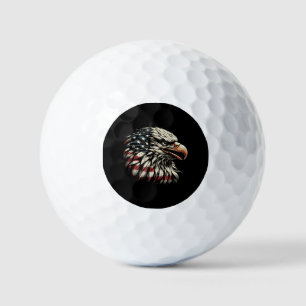 Bald Eagle Head American Flag USA Patriotic Men Wo Golf Balls