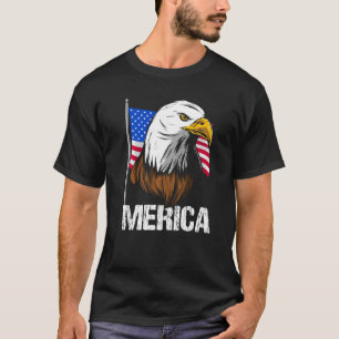 Bald Eagle Head & Face American Usa Flag 4th Of Ju T-Shirt
