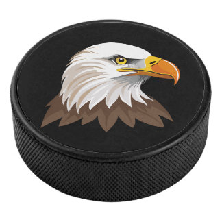 Bald eagle head hockey puck