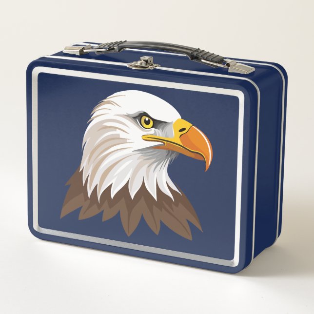 Bald eagle head metal lunch box (Front)