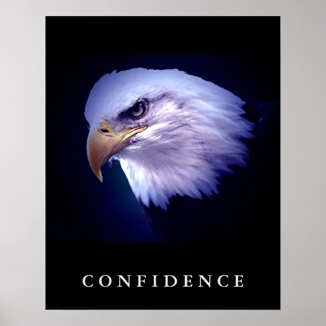 Bald Eagle Head Motivational Confidence Art Poster (Front)