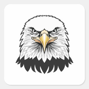 Bald eagle head square sticker