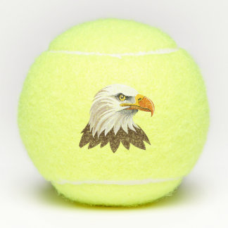 Bald eagle head tennis balls