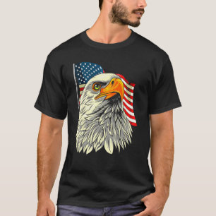 Bald Eagle Head With Stars And Stripes Flag   Amer T-Shirt