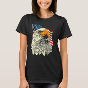 Bald Eagle Head With Stars And Stripes Flag Amer T-Shirt