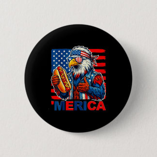 Bald eagle hotdog american flag funny 4th of july 6 cm round badge