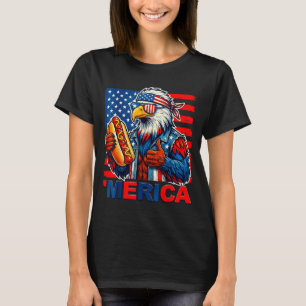 Bald eagle hotdog american flag funny 4th of july T-Shirt