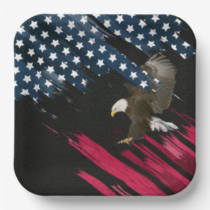 Bald Eagle in American Flag Abstract    Paper Plate