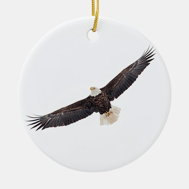 Bald Eagle in flight Ceramic Tree Decoration (Front)