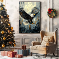 Bald Eagle in Flight: Dynamic Impasto Art