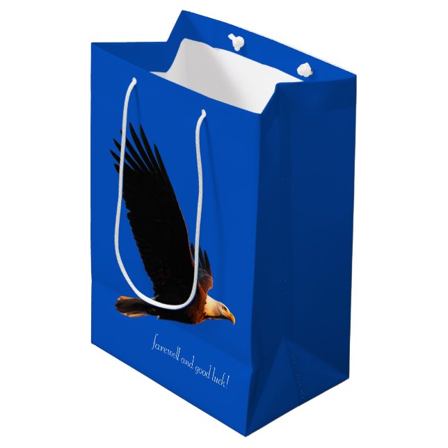 Bald Eagle in Flight Farewell and Good Luck! Medium Gift Bag (Front Angled)