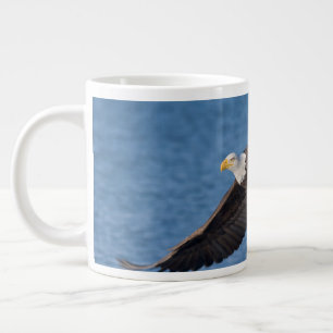 Bald eagle in flight large coffee mug