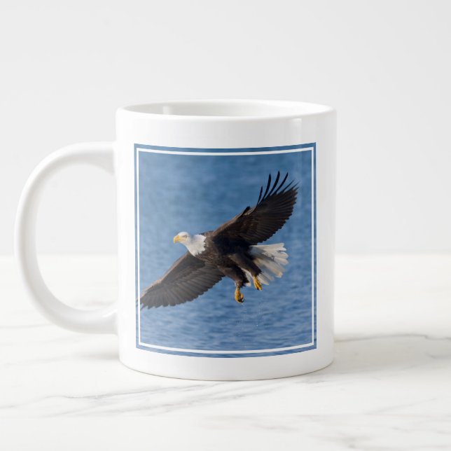 Bald eagle in flight large coffee mug (Left)