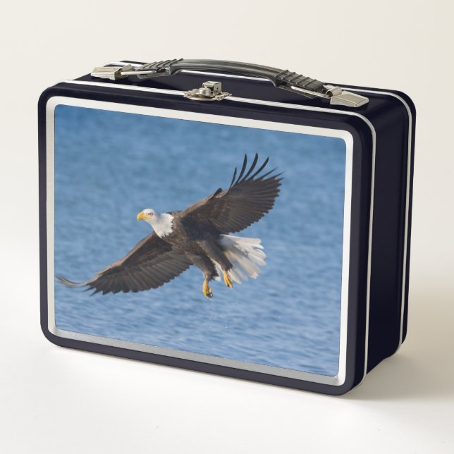 Bald eagle in flight metal lunch box (Front)