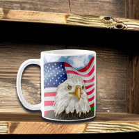 Bald Eagle in front of American Flag Patriotic Art
