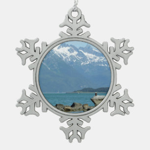 Bald Eagle in Skagway Alaska Snowflake Pewter Christmas Ornament