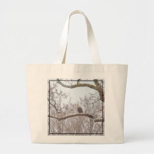 Bald Eagle In Snow Large Tote Bag