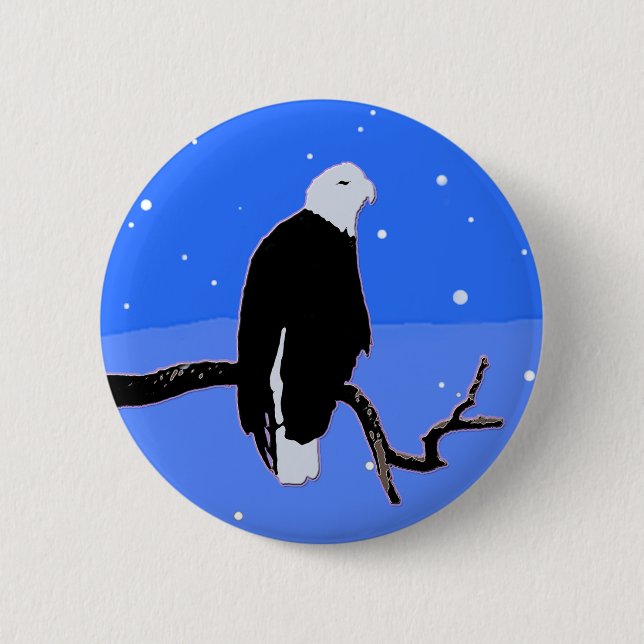 Bald Eagle in Winter  - Original Wildlife Art 6 Cm Round Badge (Front)