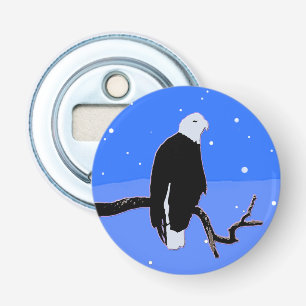 Bald Eagle in Winter - Original Wildlife Art Bottle Opener
