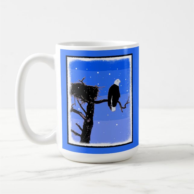 Bald Eagle in Winter  - Original Wildlife Art Coffee Mug (Left)