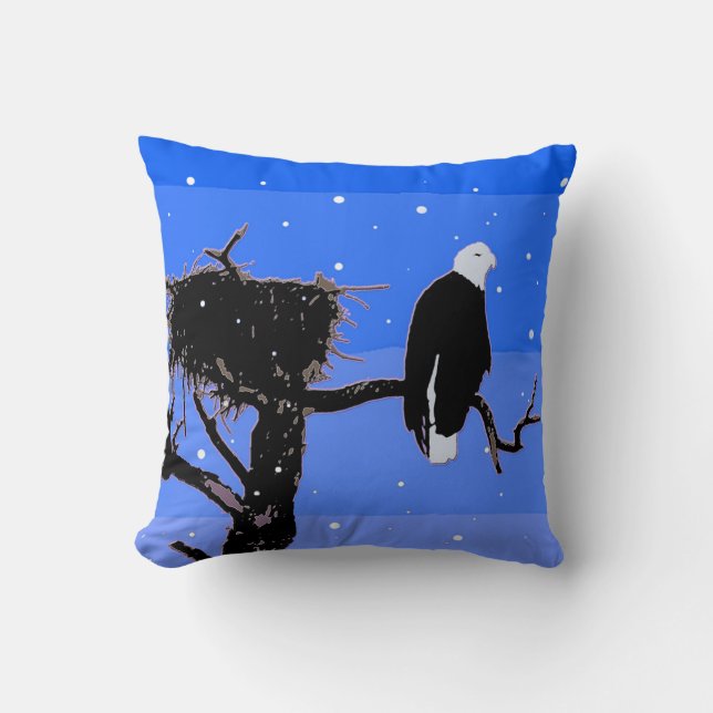 Bald Eagle in Winter  - Original Wildlife Art Cushion (Front)
