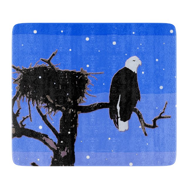 Bald Eagle in Winter  - Original Wildlife Art Cutting Board (Front)