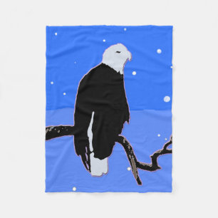 Bald Eagle in Winter - Original Wildlife Art Fleece Blanket