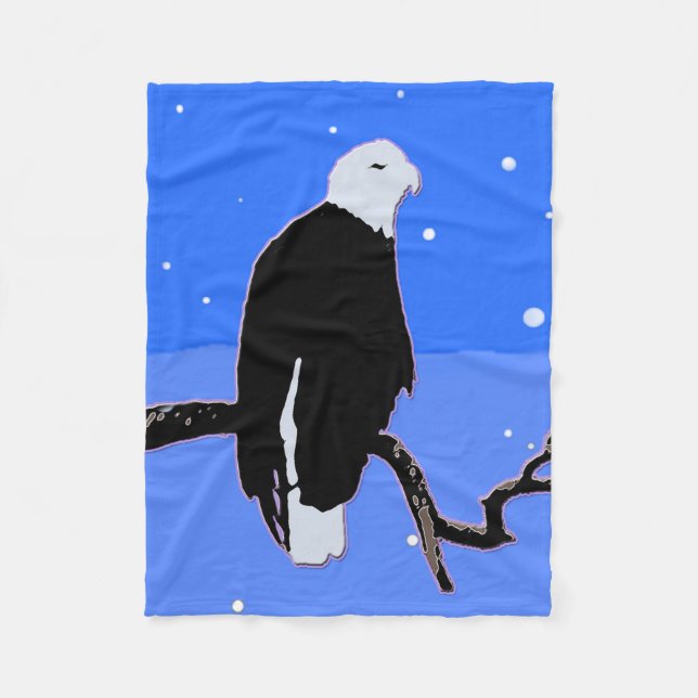Bald Eagle in Winter  - Original Wildlife Art Fleece Blanket (Front)