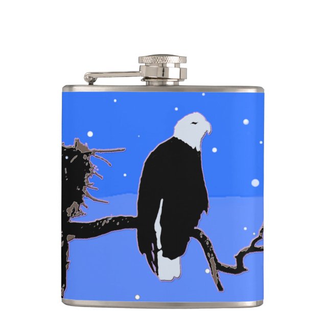 Bald Eagle in Winter  - Original Wildlife Art Hip Flask (Front)