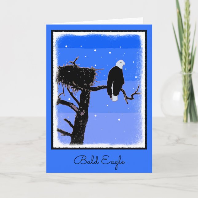 Bald Eagle in Winter  - Original Wildlife Art Holiday Card (Front)