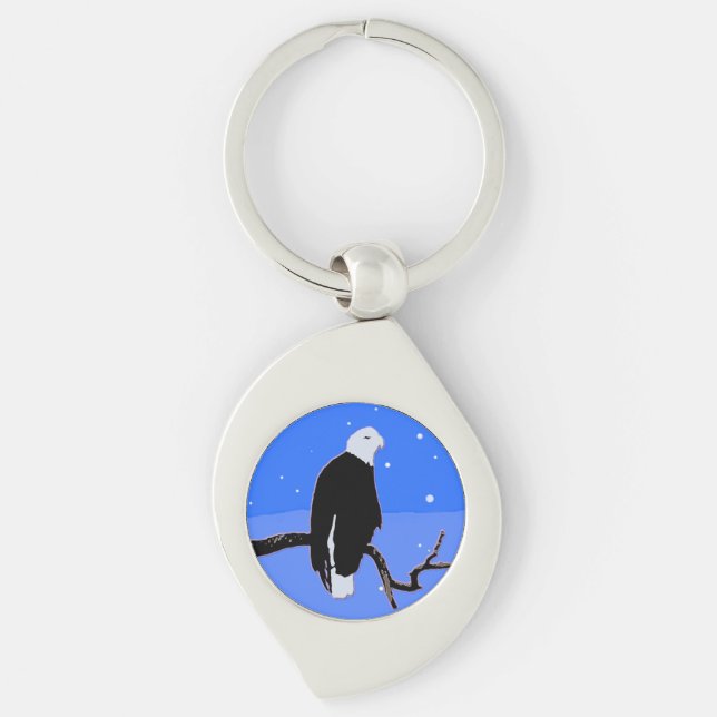 Bald Eagle in Winter  - Original Wildlife Art Key Ring (Front)