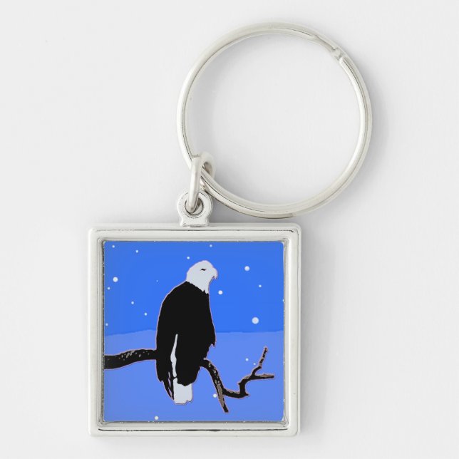Bald Eagle in Winter  - Original Wildlife Art Key Ring (Front)