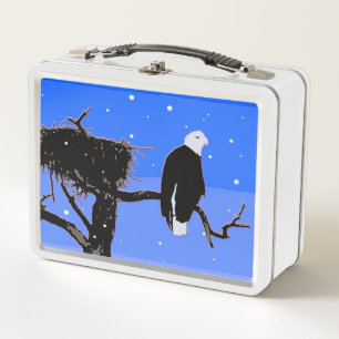 Bald Eagle in Winter - Original Wildlife Art Metal Lunch Box