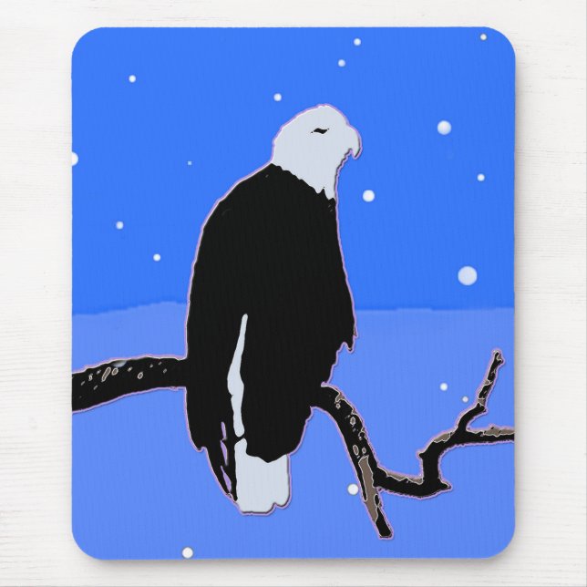 Bald Eagle in Winter  - Original Wildlife Art Mouse Mat (Front)