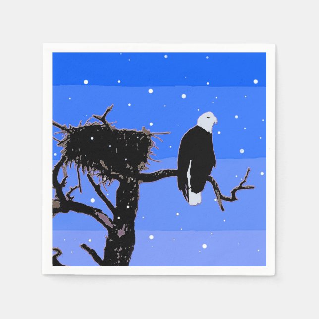 Bald Eagle in Winter  - Original Wildlife Art Napkin (Front)