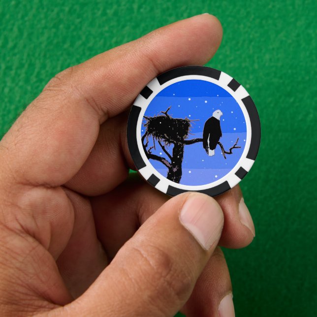 Bald Eagle in Winter  - Original Wildlife Art Poker Chips (Hand)