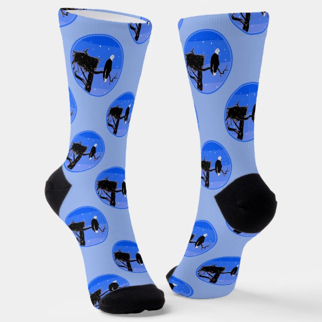 Bald Eagle in Winter  - Original Wildlife Art Socks (Angled)