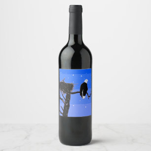 Bald Eagle in Winter - Original Wildlife Art Wine Label
