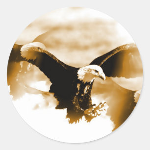 Bald Eagle Landing Classic Round Sticker