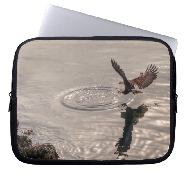 Bald Eagle Landing on Water Wildlife Photo Laptop Sleeve (Front)